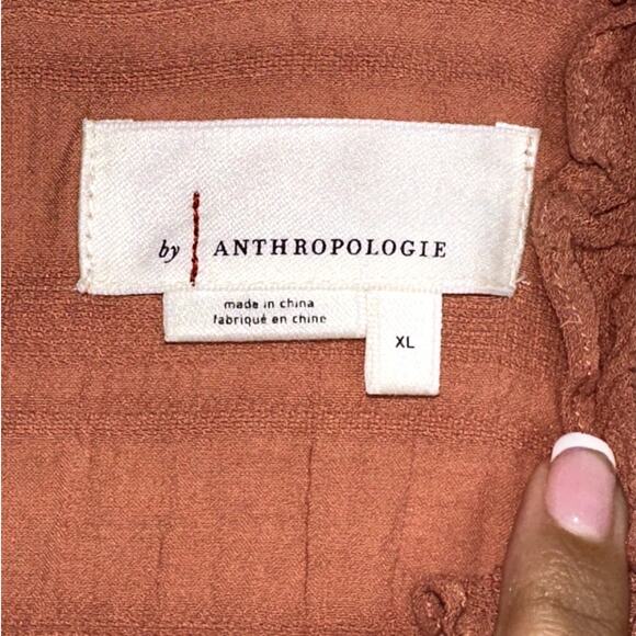 Anthropologie Philipa Maxi Side Slit Ruffle V Neck Shirred Waist Dress Size XL - Picture 10 of 11